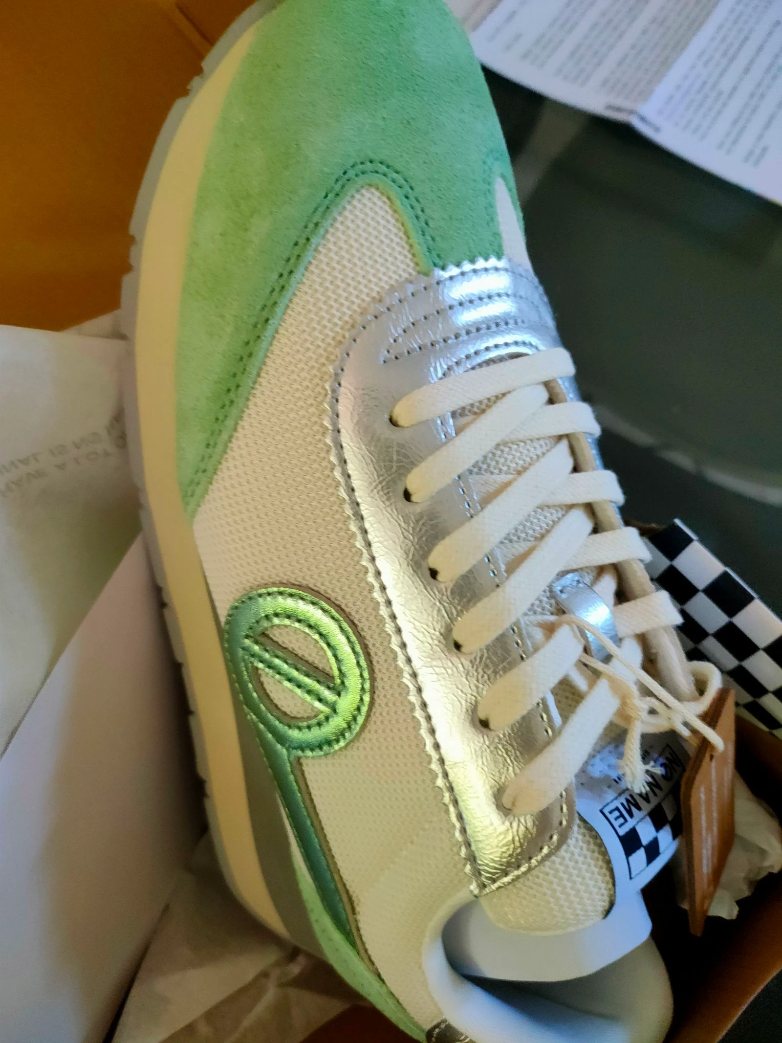 Tênis de basquete para mulher marca No Name tamanho 39, cor branco e verde menta e cinza prateado – photo 5